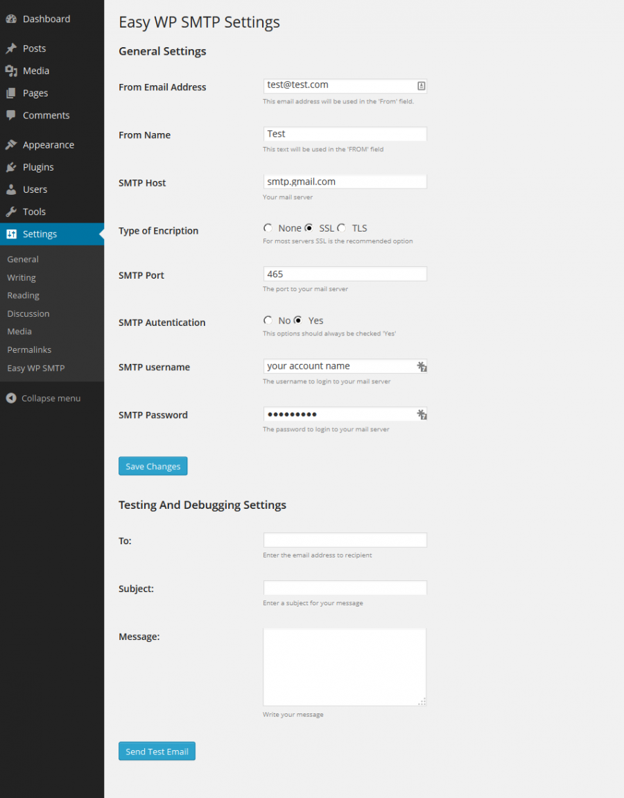 Easy WP SMTP Settings